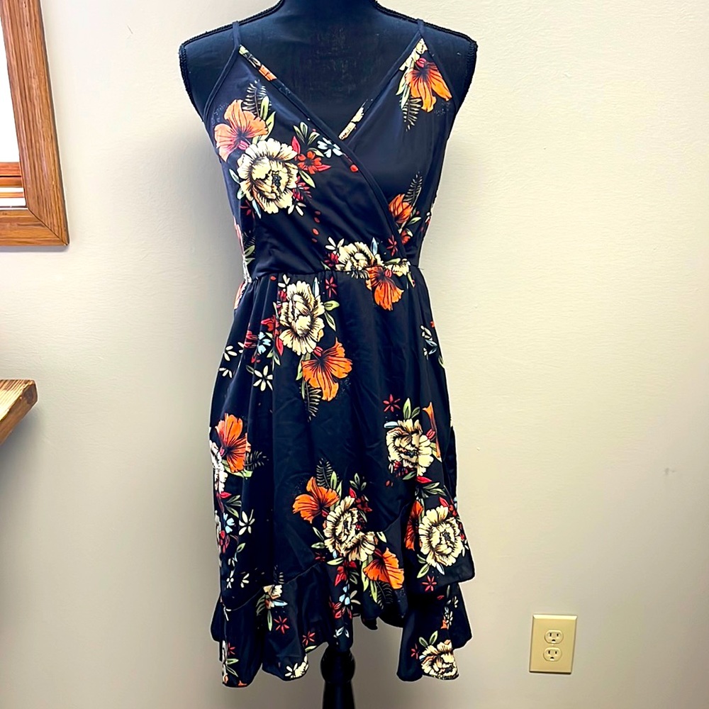 Fall Floral Black Dress